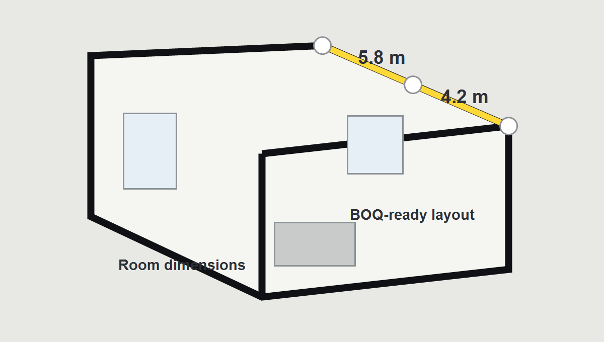 Room dimensions and layout plan for estimate accuracy